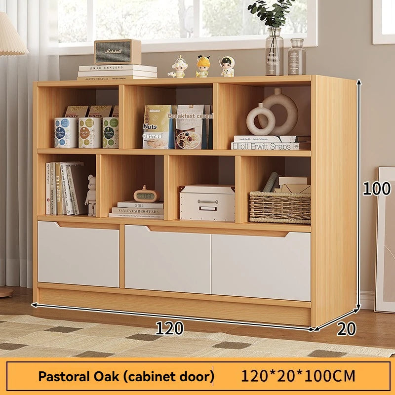 Bookshelf floor to ceiling household multifunctional storage rack living room large capacity multi-layer display cabinet simple