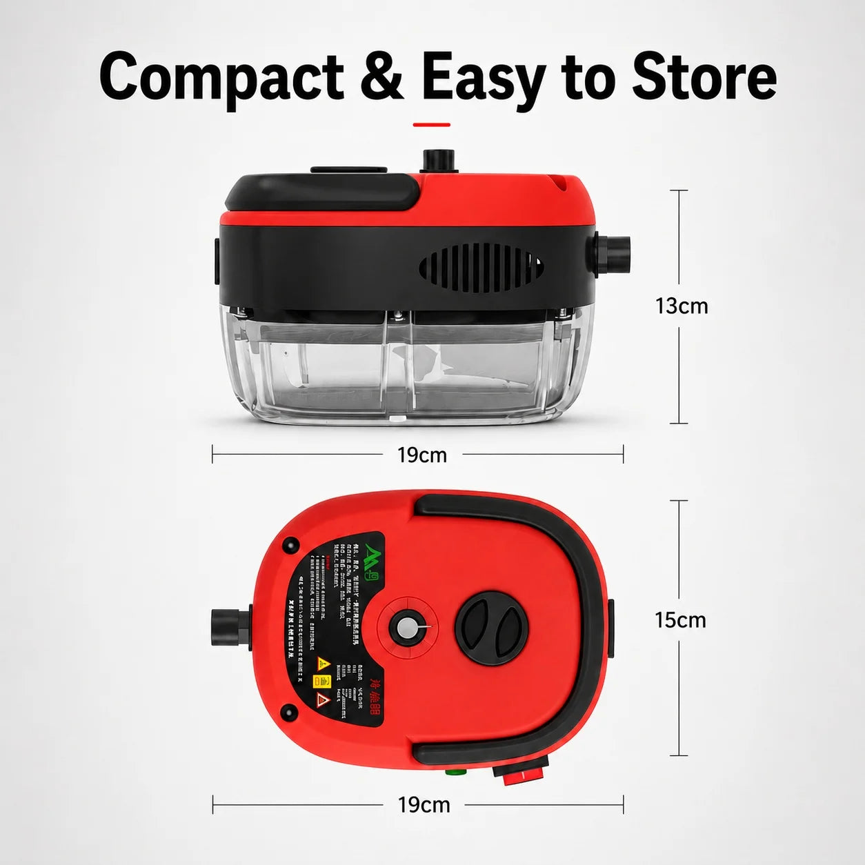 001 Small and Portable High-Pressure Red White Steam Cleaner With Brush Heads Handheld Sanitizing 6-Speed Settings Extended Hose Large Capacity Removes Grease Dust Mites for Air Conditioners Range Hoods Floors Bathrooms Cookw