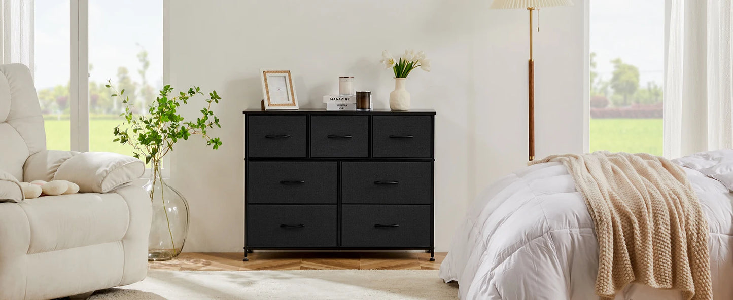 JHK Desser For Bedroom With 7 Fabric Drawers Organizer Storage Closet Chest Clothes For Living Room Display Cabinet Of Furniture