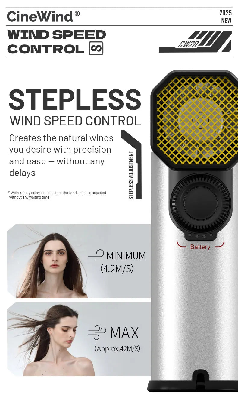 Multipurpose Pocket Photography Fan Electric Portable Fan Stepless Wind Blower 100W High Power Brushless Motor