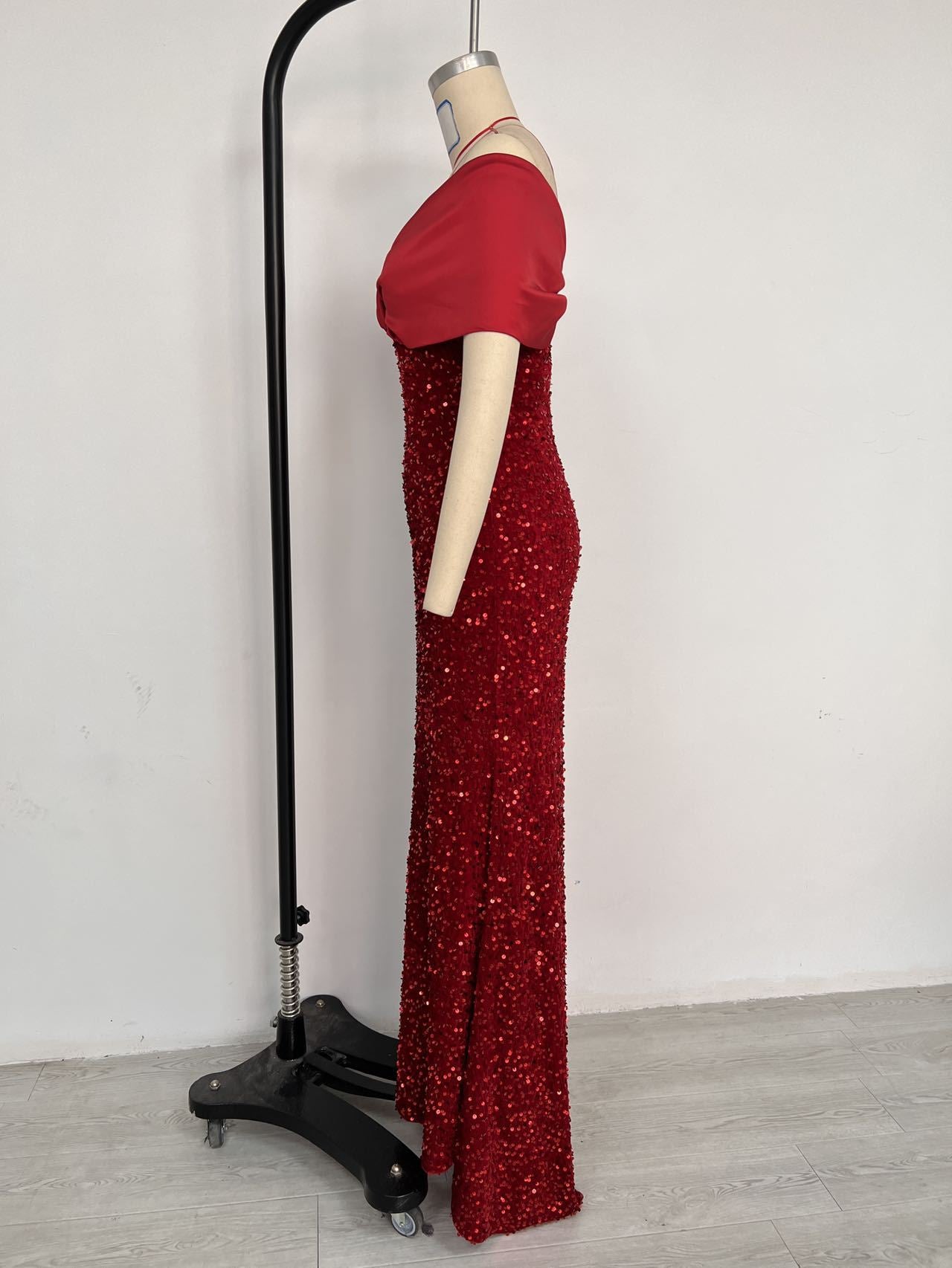 European and American Cross-border off-shoulder Evening Dress New Slim-fit Fishtail Sexy Elegant Sequin Party Dress dress