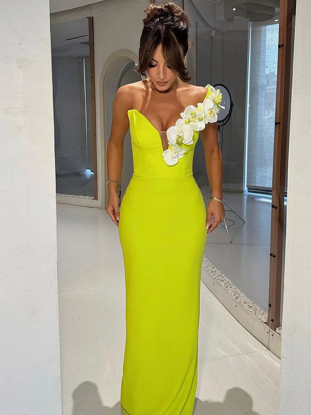 Evening Dress BandageDress Elegant Flower Shoulder dress Banquet Party Party Bandage Dress