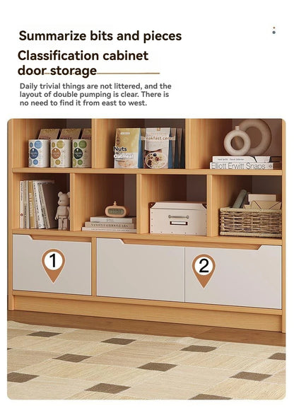 Bookshelf floor to ceiling household multifunctional storage rack living room large capacity multi-layer display cabinet simple
