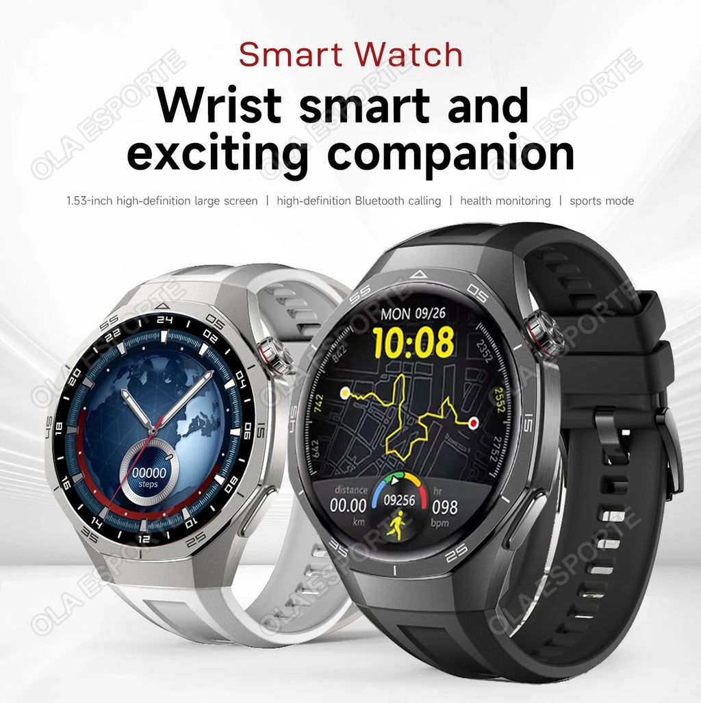 2026 New Smart Watch Men AMOLED HD Screen GPS Motion Trajectory Heart Rate Bluetooth Calls SmartWatch Waterproof For Android iOS