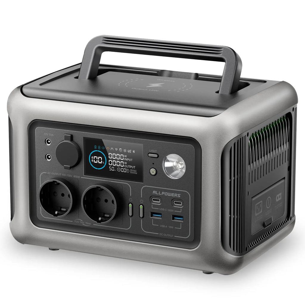 ALLPOWERS R600 Portable Power Station 600W 299Wh LiFePO4 Solar Generator with 2x600W (1200W Surge) AC Outlet for Camping RV Home