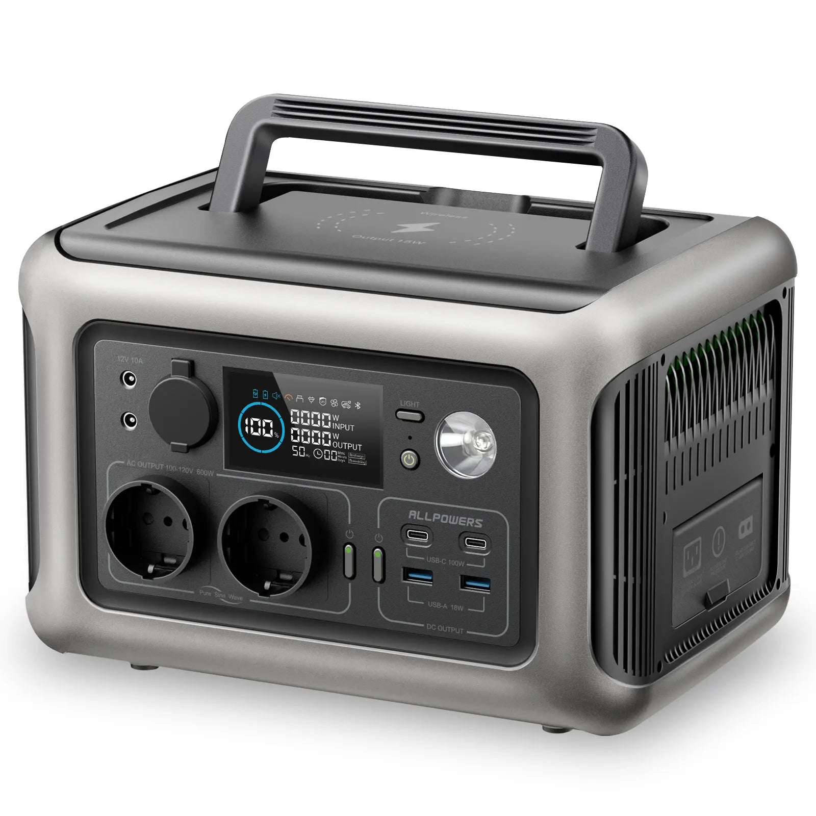 ALLPOWERS R600 Portable Power Station 600W 299Wh LiFePO4 Solar Generator with 2x600W (1200W Surge) AC Outlet for Camping RV Home