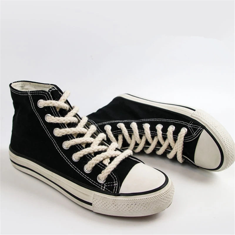 1Pair 8mm Bold Round Shoelaces Quality Linen Cotton Sneakers Shoelace AF1 Shoe laces 100/120/140/160/180CM Shoes Accessories