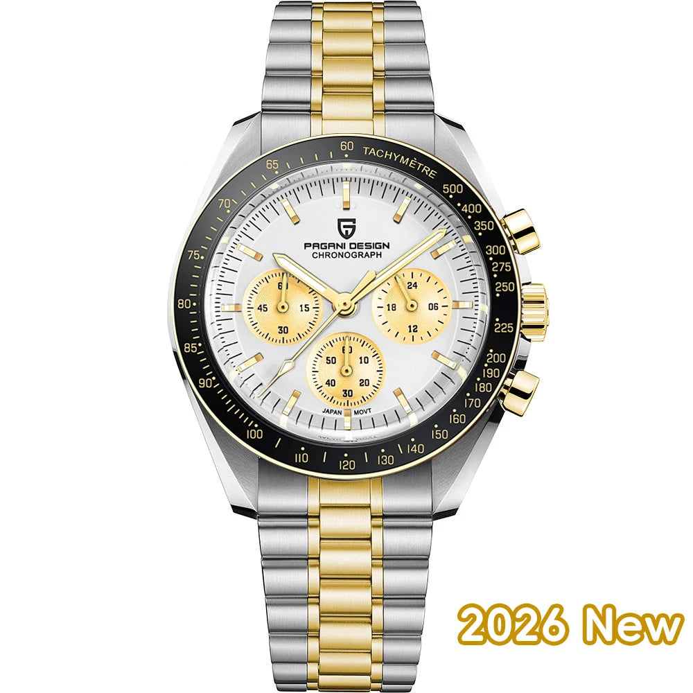 PAGANI DESIGN 2026 New V5 PD1701 Men's Watches Luxury Quartz Watch Men Sport Speed Chronograph AR Sapphire glass 100M Waterproof