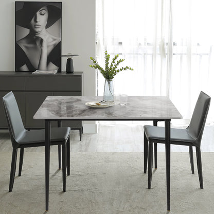 Rectangular Dining Modern Dining Desk Table Furniture with Natural Texture Sintered Stone Top Metal Frame for Dining Room