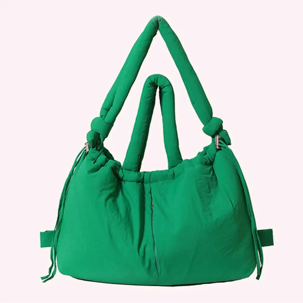Puffer Tote Bag for Women Adjustable Strap Shoulder Bag Nylon Large Capacity Puffy Purse for Shopping Travel