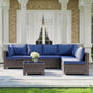 7 Pieces Outdoor Patio Furniture Set, All-Weather Sectional Sofa PE Rattan Wicker with Glass Table & Washable Cushions, Custom