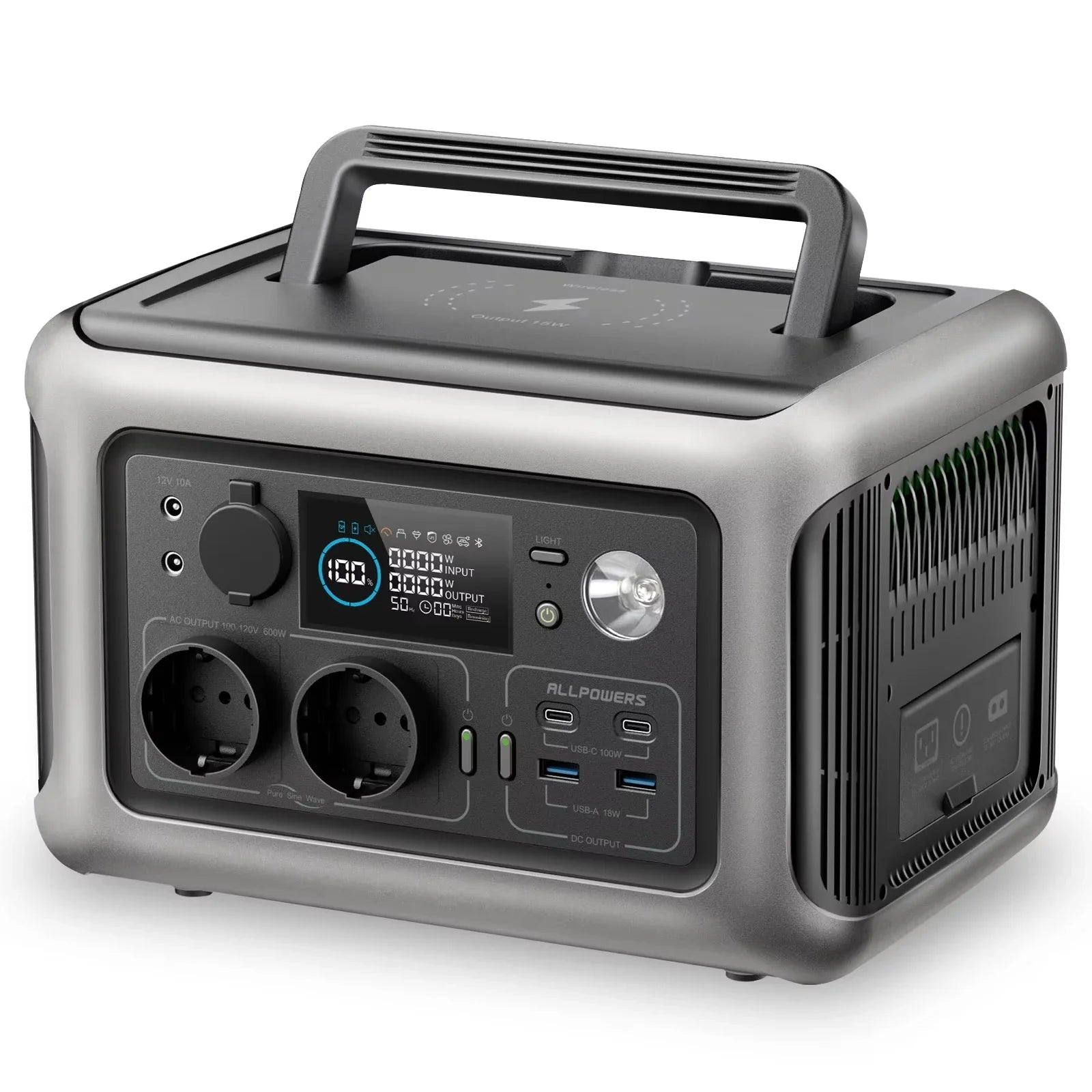 ALLPOWERS R600 Portable Power Station 600W 299Wh LiFePO4 Solar Generator with 2x600W (1200W Surge) AC Outlet for Camping RV Home