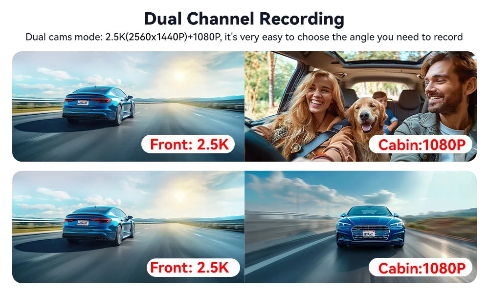 REDTIGER A6 3 Cameras Front/Cabin/Rear Cam 4K Dash Cam Built-in 5.8Ghz WiFi GPS Car DVR Night Vision Parking Monitor 3 Cameras
