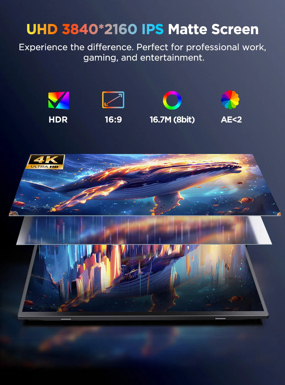 UPERFECT 4K Portable Touchscreen Monitor 15.7" IPS HDR HDMI USB-C3.1 Travel Display For Laptop MacBook PC Surface PS5 XBOX Phone