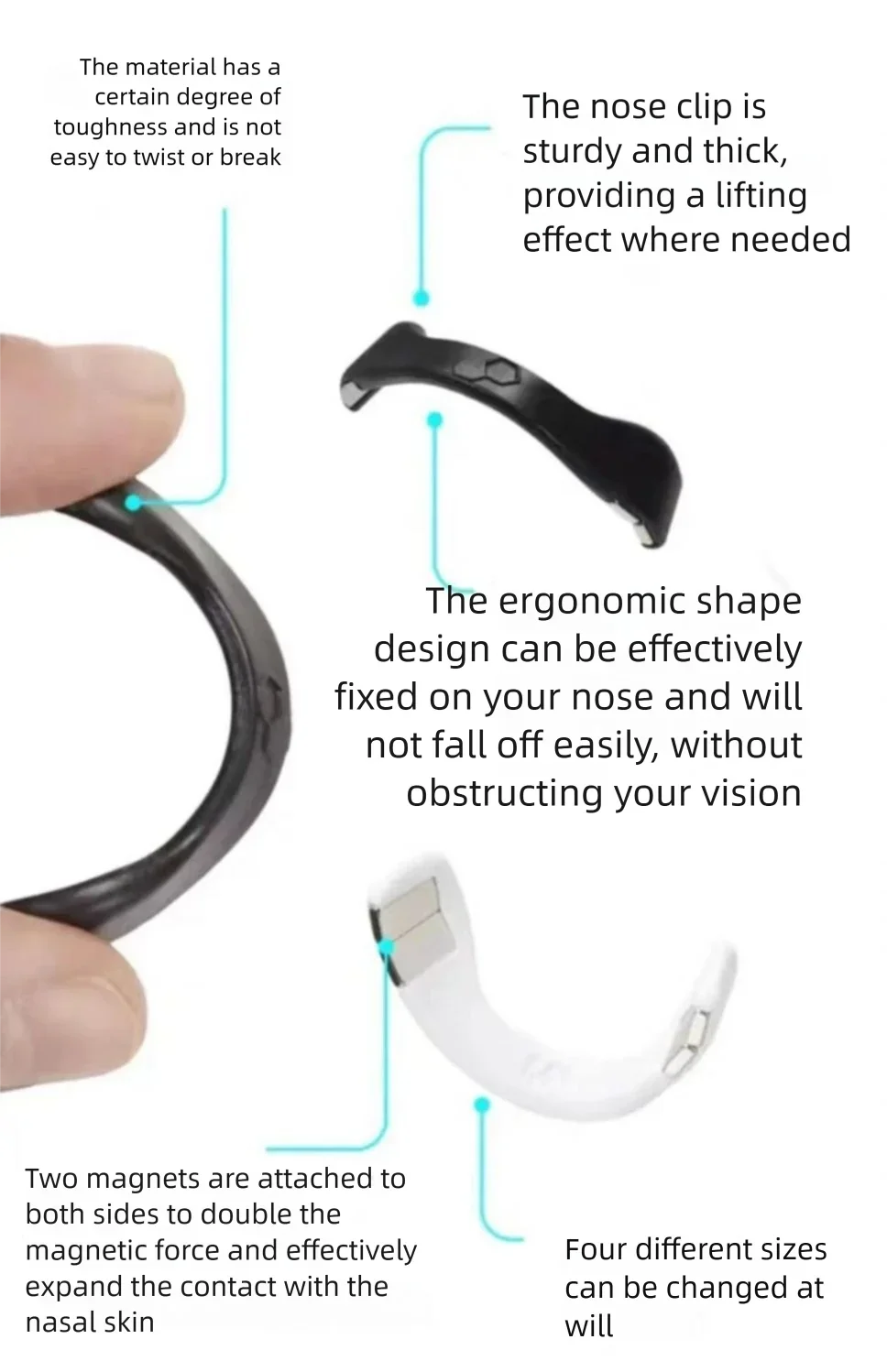Nose Expander Kit With 30pcs Square Nose Strips & 4pcs Nose Clips, Suitable For Sports, Home, Travel & Business Trips