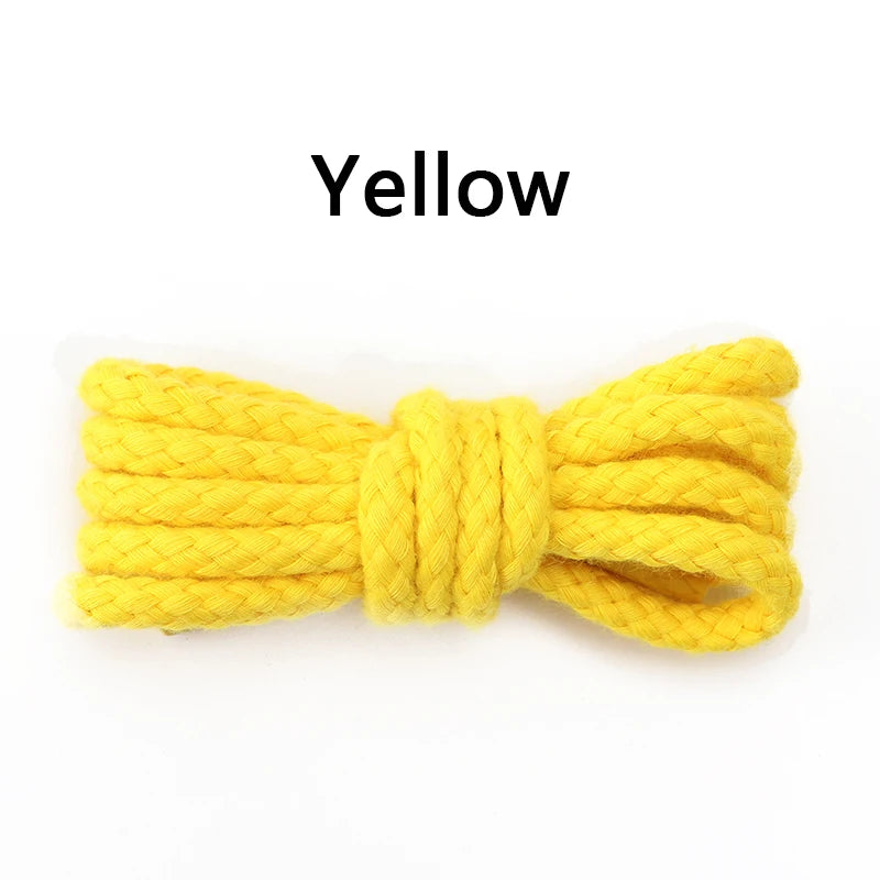 1Pair 8mm Bold Round Shoelaces Quality Linen Cotton Sneakers Shoelace AF1 Shoe laces 100/120/140/160/180CM Shoes Accessories