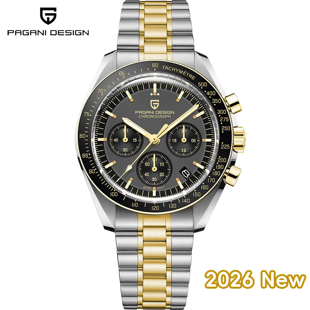 PAGANI DESIGN 2026 New V5 PD1701 Men's Watches Luxury Quartz Watch Men Sport Speed Chronograph AR Sapphire glass 100M Waterproof
