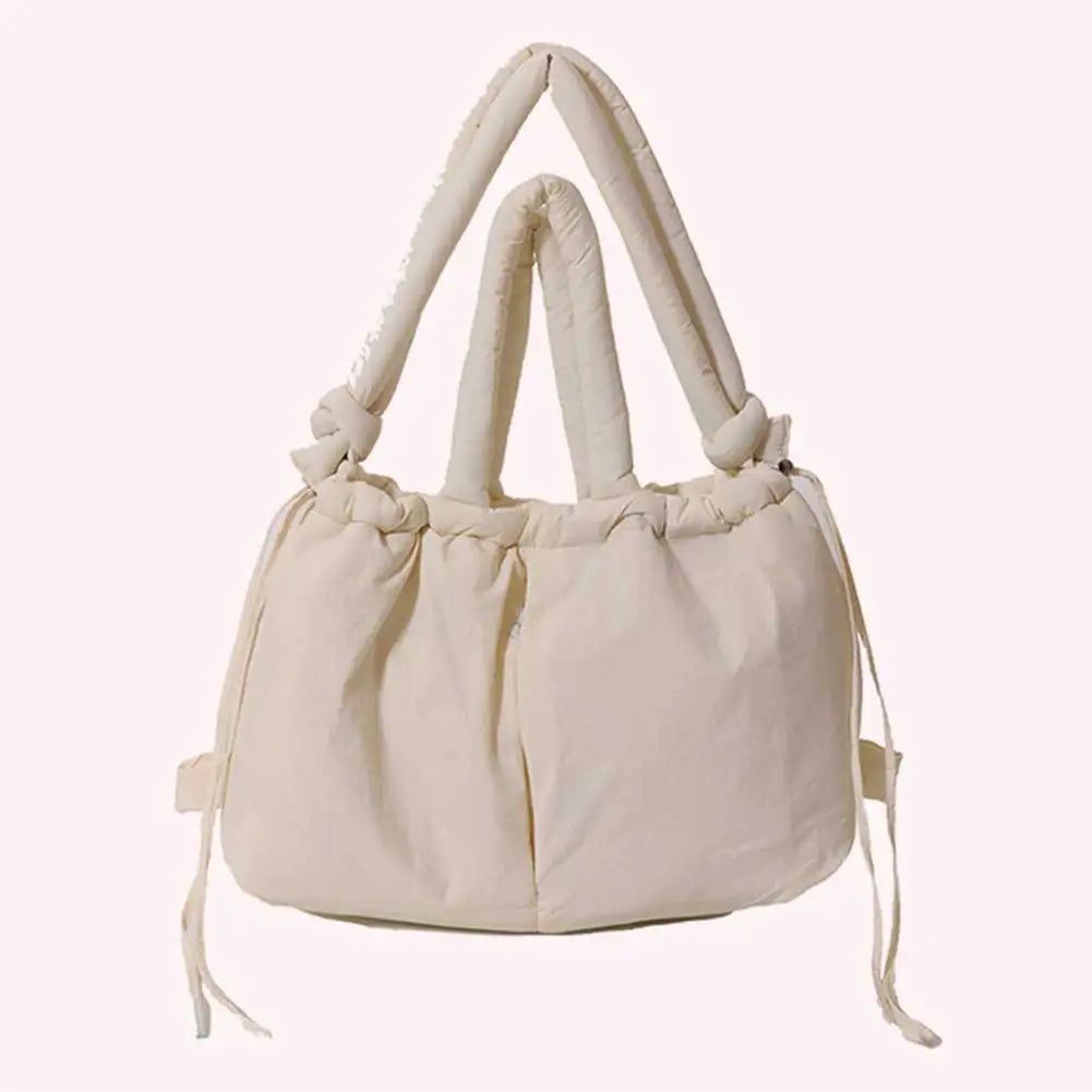Puffer Tote Bag for Women Adjustable Strap Shoulder Bag Nylon Large Capacity Puffy Purse for Shopping Travel