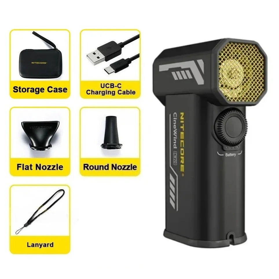 Multipurpose Pocket Photography Fan Electric Portable Fan Stepless Wind Blower 100W High Power Brushless Motor