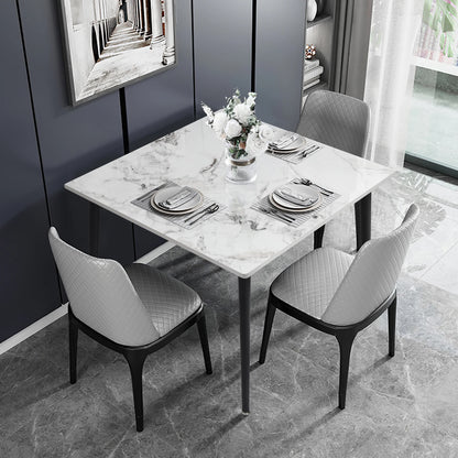 Rectangular Dining Modern Dining Desk Table Furniture with Natural Texture Sintered Stone Top Metal Frame for Dining Room