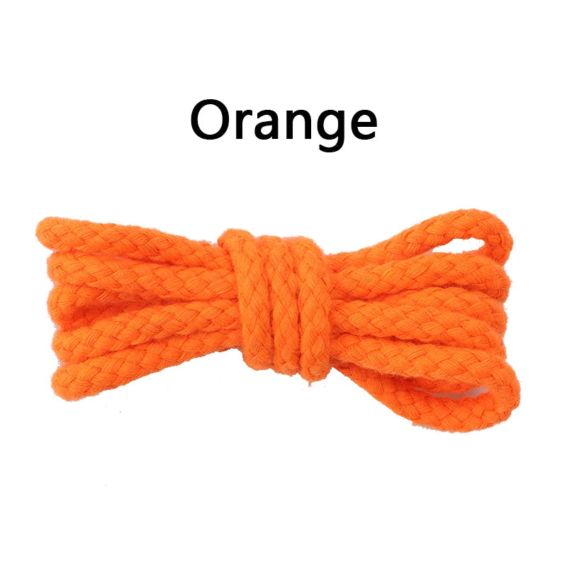 1Pair 8mm Bold Round Shoelaces Quality Linen Cotton Sneakers Shoelace AF1 Shoe laces 100/120/140/160/180CM Shoes Accessories