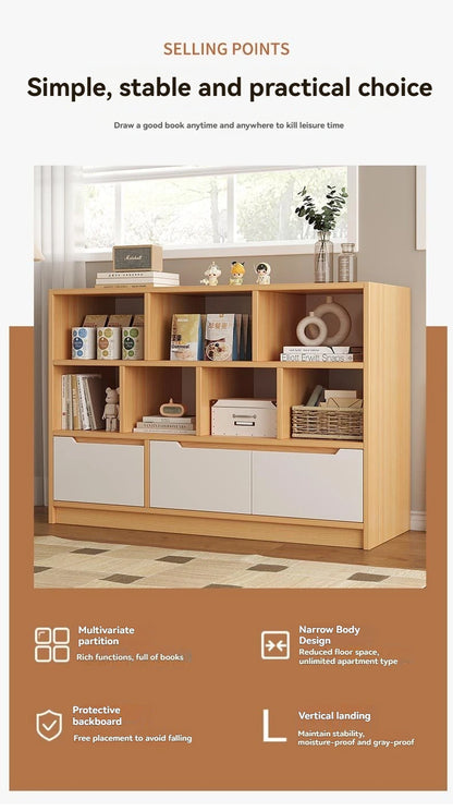Bookshelf floor to ceiling household multifunctional storage rack living room large capacity multi-layer display cabinet simple