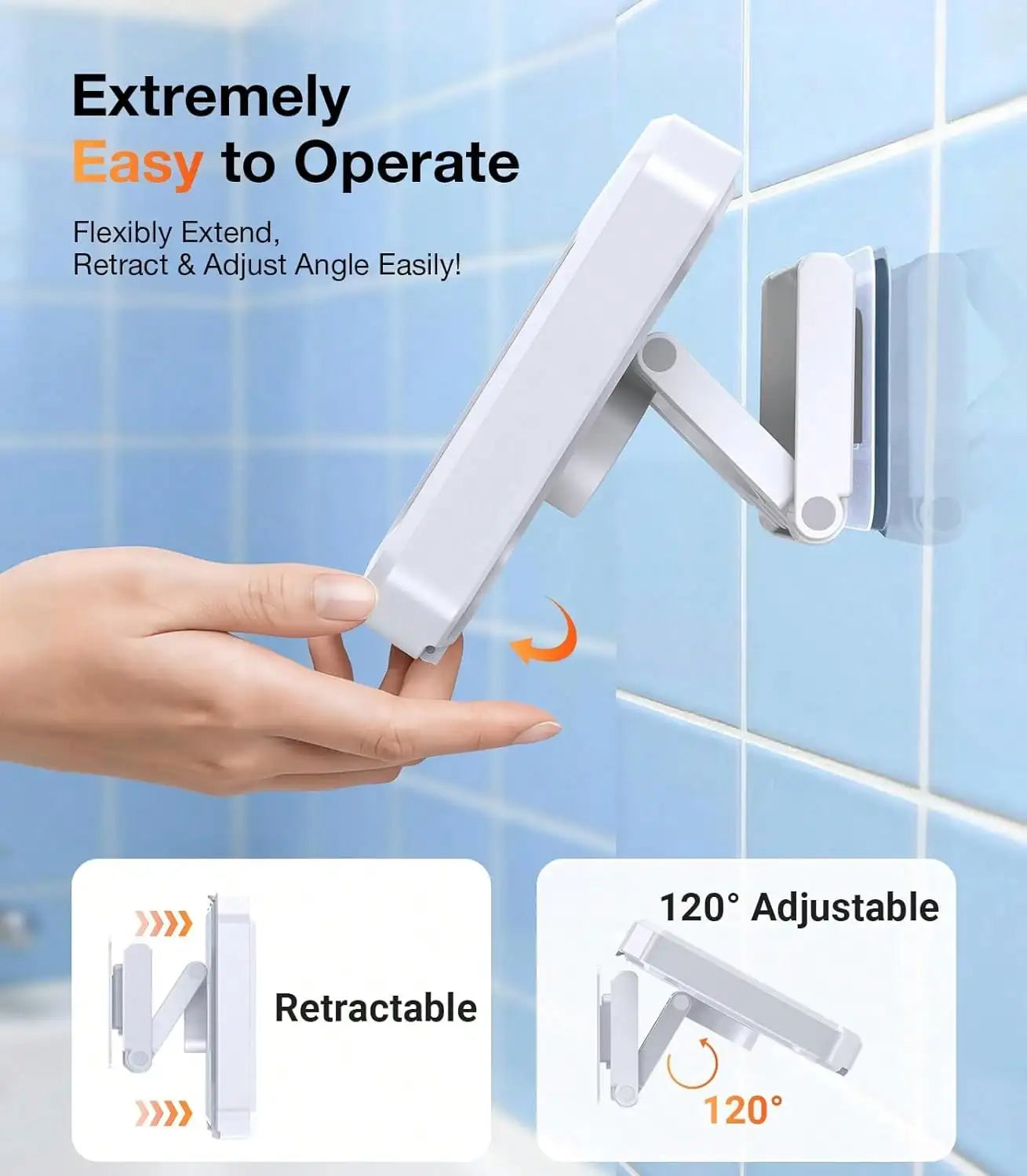 Waterproof Shower Phone Holder, 360° Adjustable Retractable Wall Mount Stand, Hands-Free Bathroom Phone Holder For Shower, Compatible With Most Smartphones