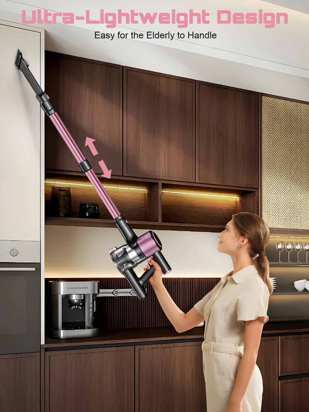 Cordless Vacuum Cleaner, 10 in 1 Stick Vacuum with 55Kpa Powerful Suction, Hose,Lightweight Rechargeable Vacuum Cleaner for Home