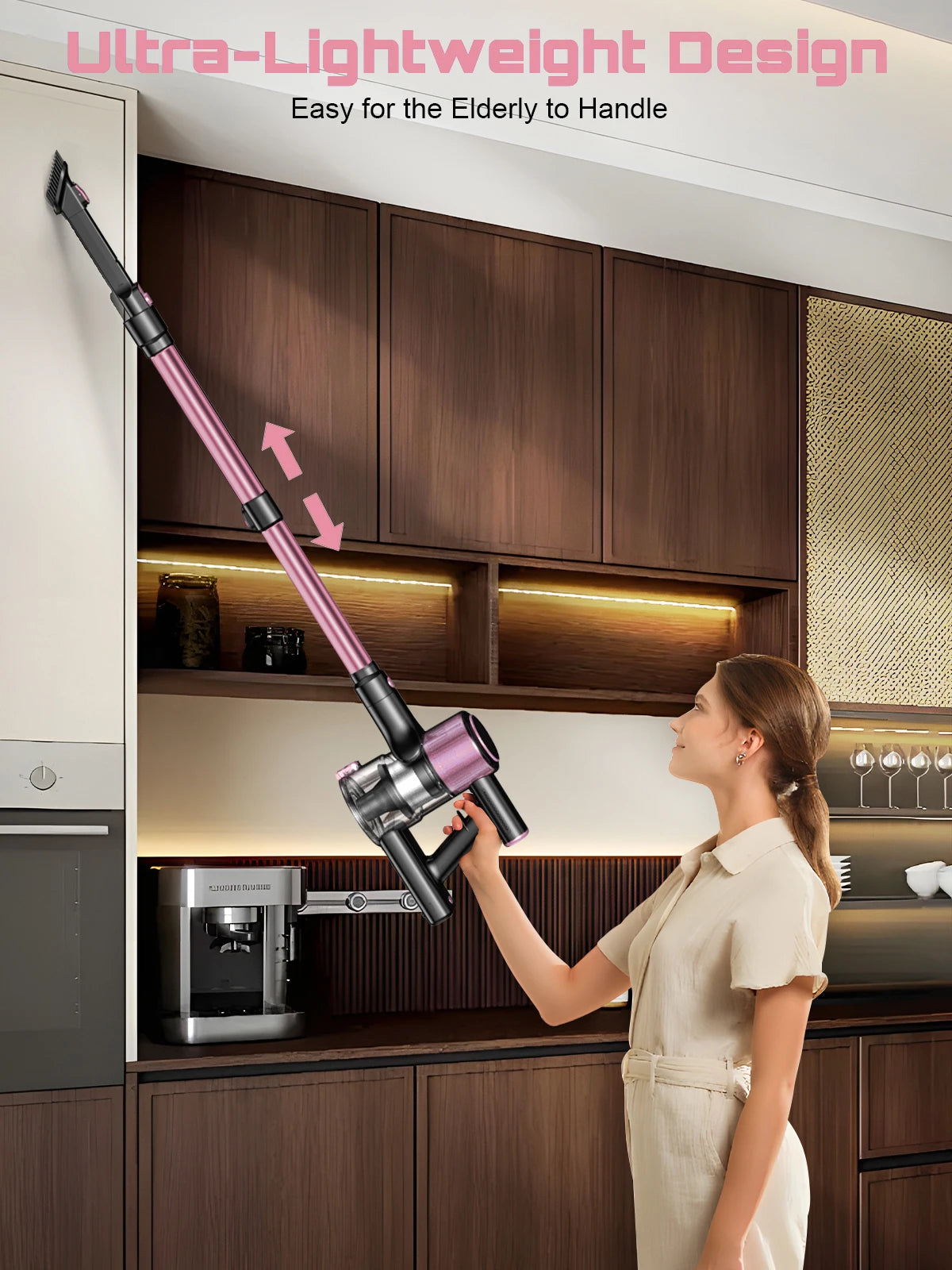 Cordless Vacuum Cleaner, 10 in 1 Stick Vacuum with 55Kpa Powerful Suction, Hose,Lightweight Rechargeable Vacuum Cleaner for Home