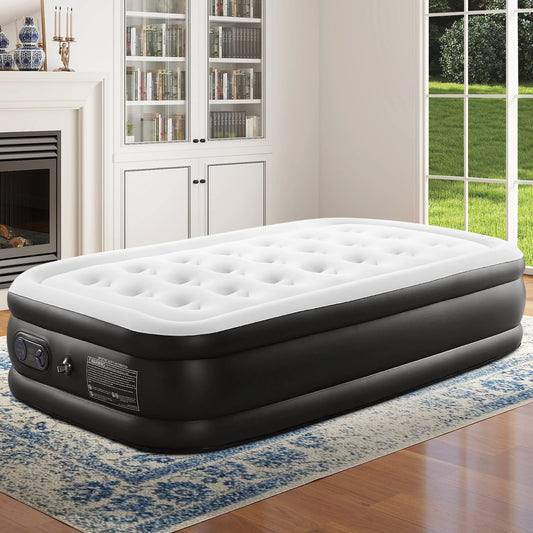 MCQ 16IN Air Mattress with Built in Pump Double Height Air Bed Weight Capacity 660 lbs Non-Slip Bottom Home Bedroom Furniture