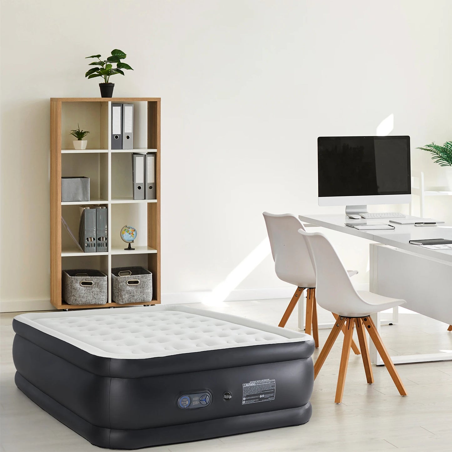 MCQ 16IN Air Mattress with Built in Pump Double Height Air Bed Weight Capacity 660 lbs Non-Slip Bottom Home Bedroom Furniture