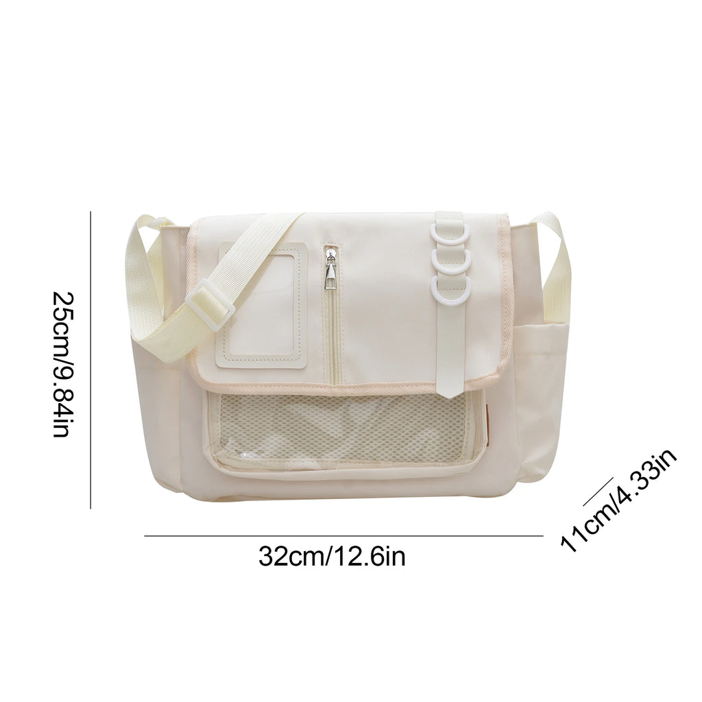 Fashion Y2K Japanese Crossbody Bags Lightweight Transparent Itabag Teenage Casual School Bag Girls Solid Color Shoulder Bag