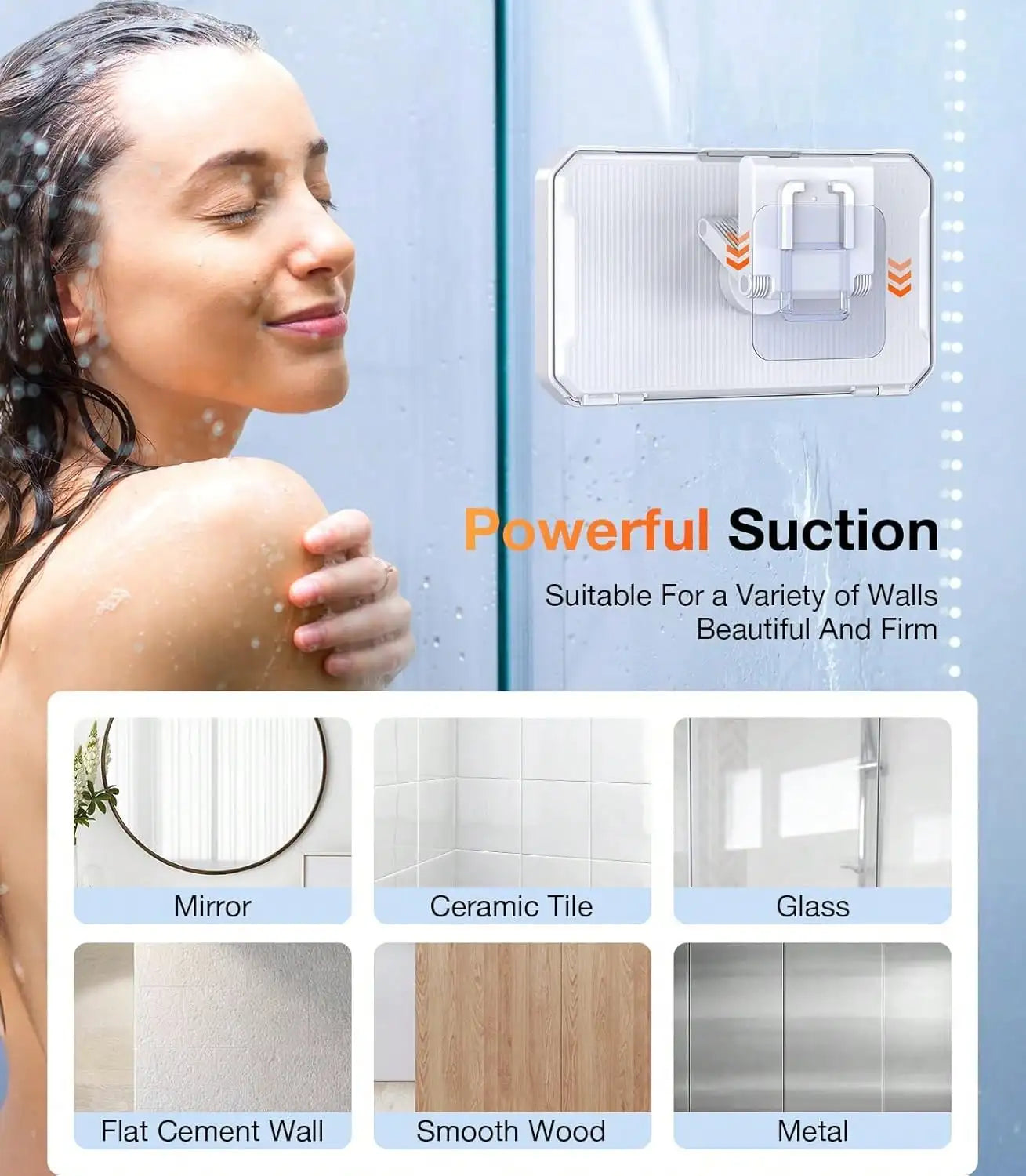 Waterproof Shower Phone Holder, 360° Adjustable Retractable Wall Mount Stand, Hands-Free Bathroom Phone Holder For Shower, Compatible With Most Smartphones