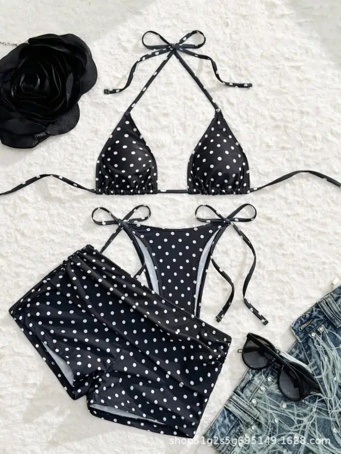 Dot Sexy 3Pcs Bikinis Set Female Swimsuit Women Three-Piece Swimwear Beach Swim Wear Bathing Suits Brazilian Bikini Pool Bather