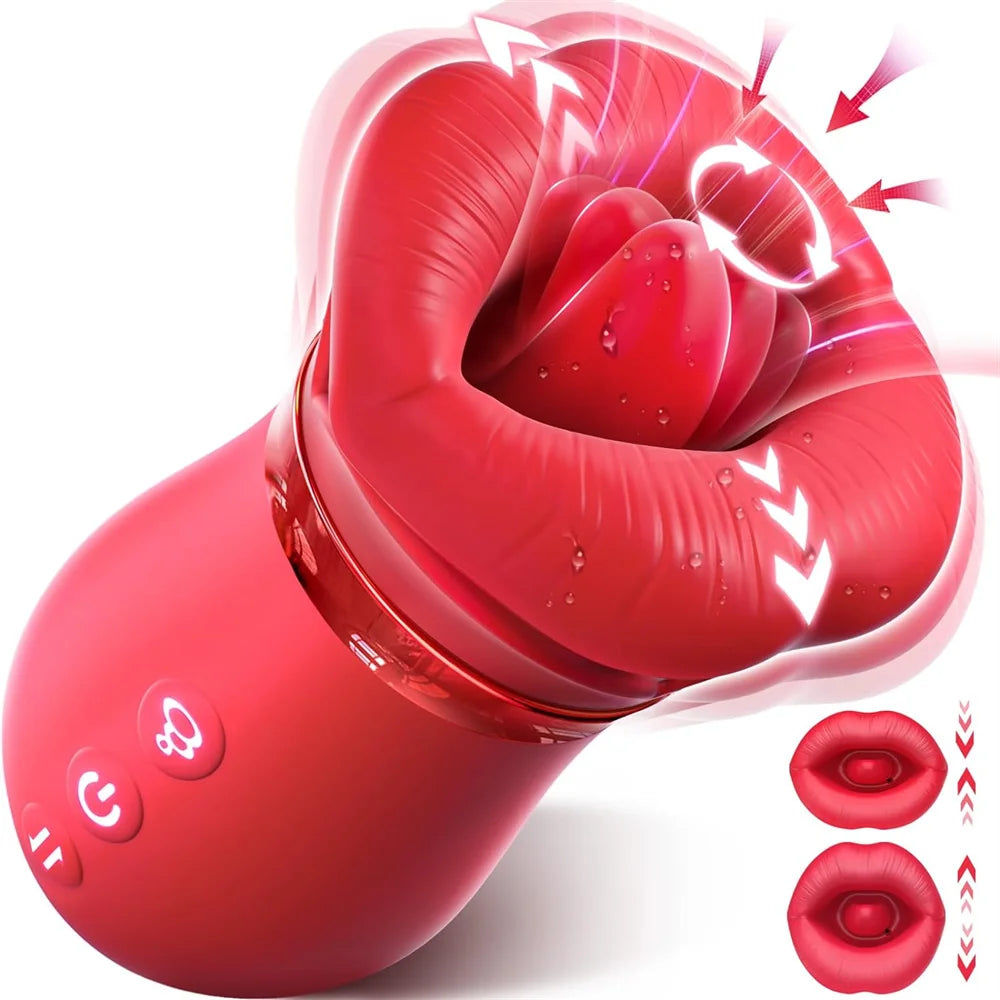 3-in-1 Tongue Licking & Suction Vibrator for Women – Clitoral, Nipple & G-spot Stimulator, Rechargeable Female Massager with Breast Sucking Function