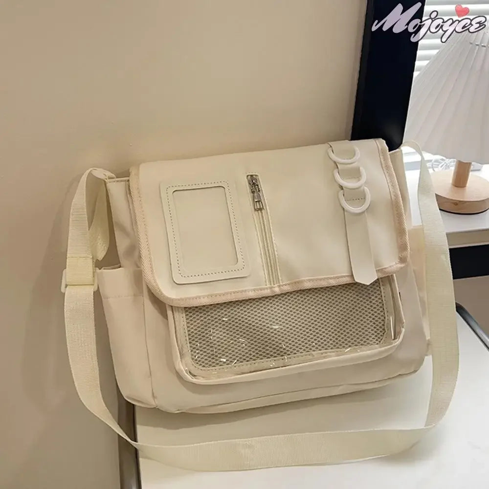 Fashion Y2K Japanese Crossbody Bags Lightweight Transparent Itabag Teenage Casual School Bag Girls Solid Color Shoulder Bag