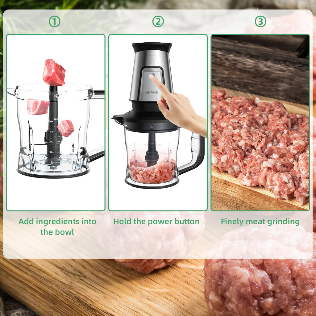 BioloMix 700W 3-in-1 Multifunctional Portable Food Processor Juicer Blender Smoothie Mixer Food Chopper Dry Grinder for Kitchen