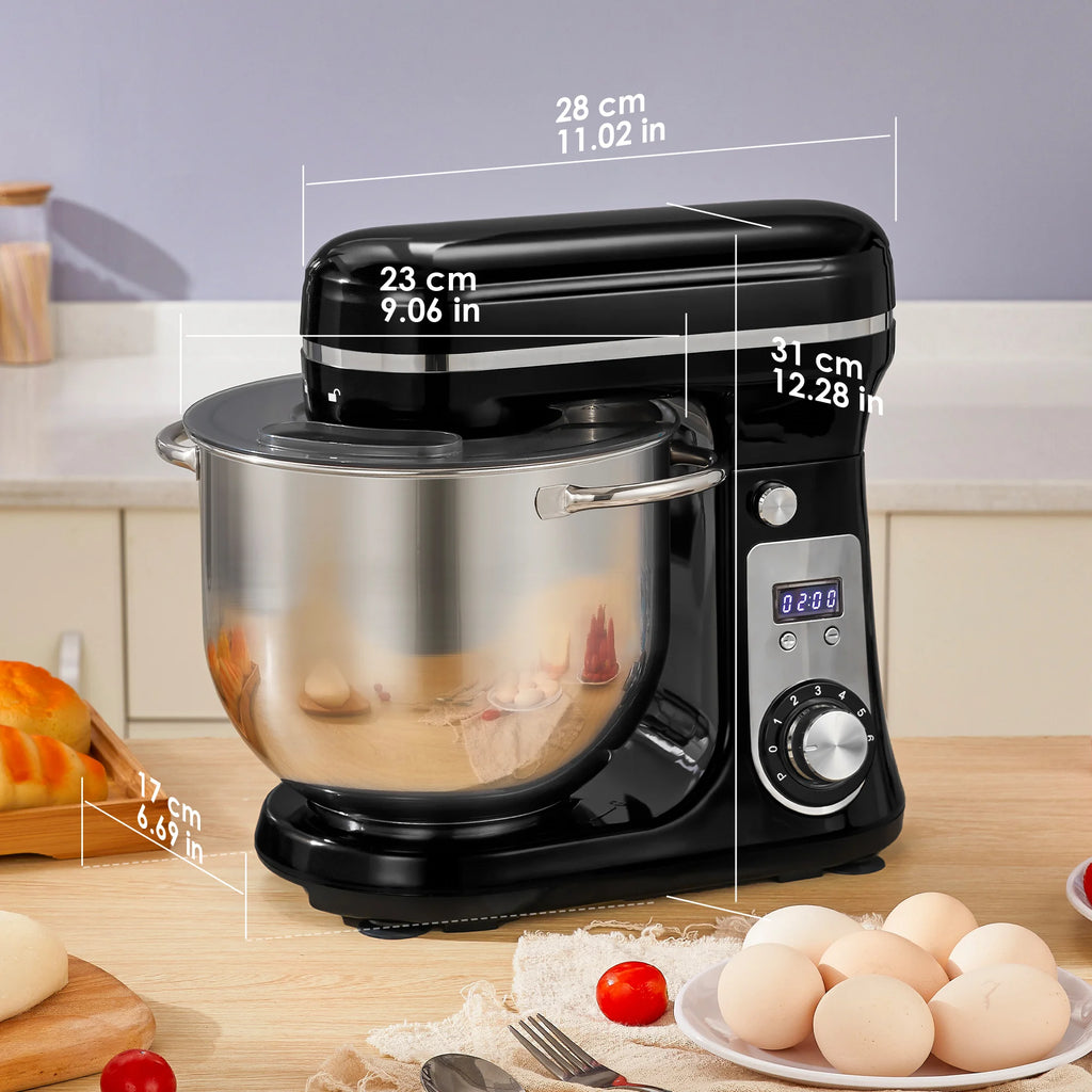 BioloMix Kitchen Food Stand Mixer, Blender, Quiet Motor, Cream Egg Whisk, Whip Dough Kneader, 6-Speed, 1200 W, 6 L, DC