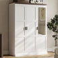 Large 3 Door Armoire Wardrobe Closet with Mirror White Bedroom Furniture Storage Solution for Organizing Clothes
