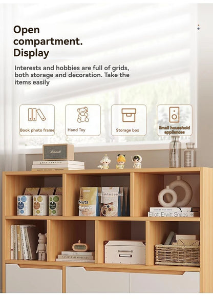 Bookshelf floor to ceiling household multifunctional storage rack living room large capacity multi-layer display cabinet simple