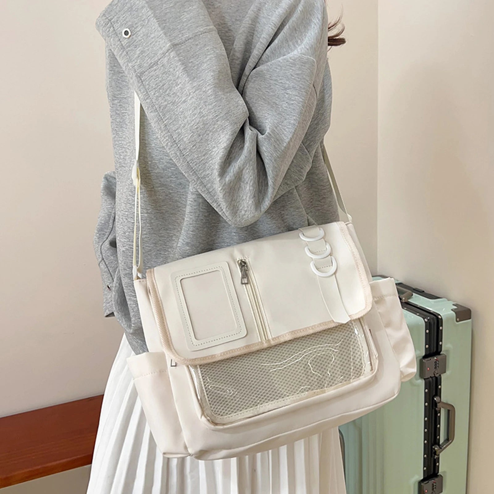 Fashion Y2K Japanese Crossbody Bags Lightweight Transparent Itabag Teenage Casual School Bag Girls Solid Color Shoulder Bag