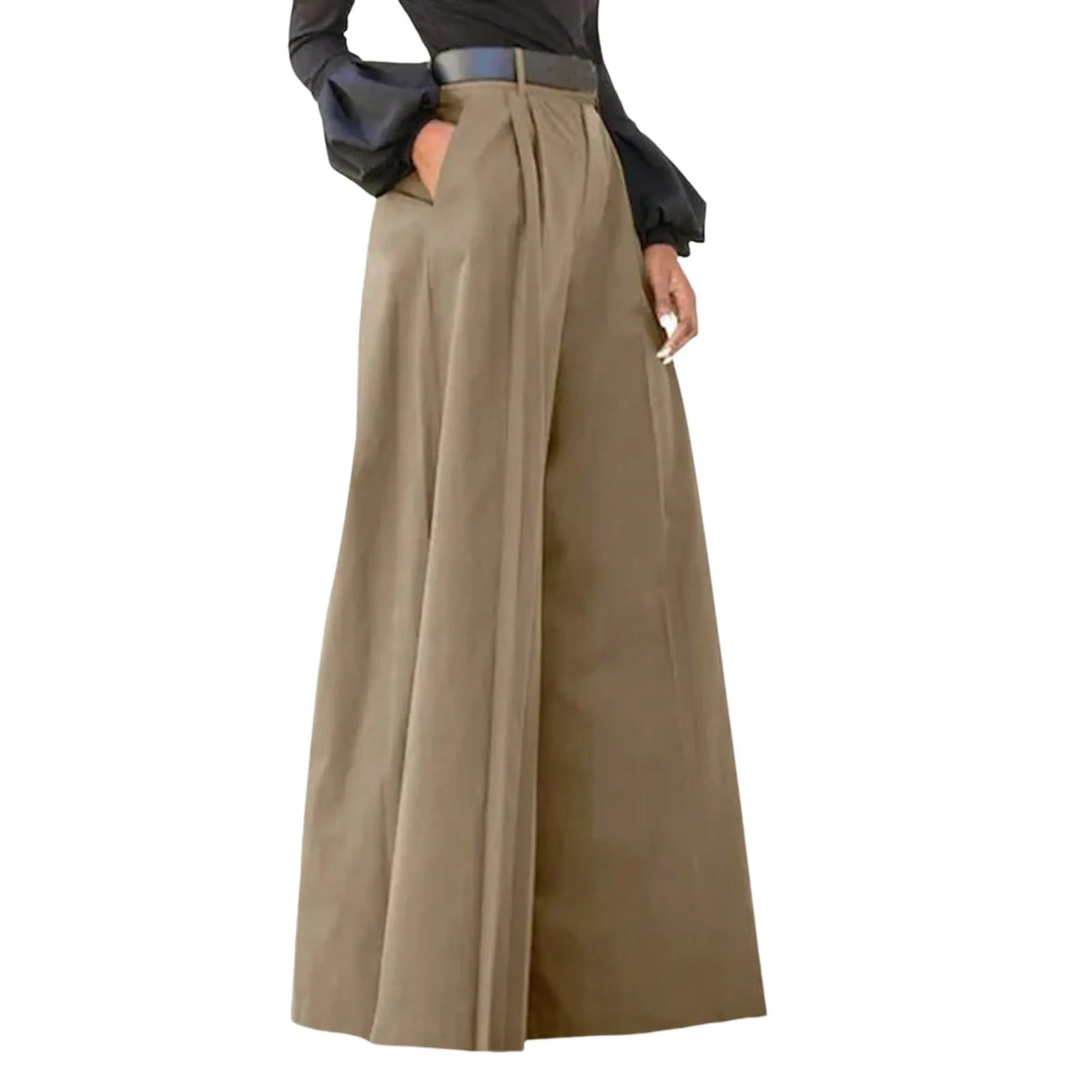 Womens' Comfy Baggy Trousers With Pockets Fashion Wide Leg Trousers Elegant Party High Waist Pants For Fine Woman Feminina
