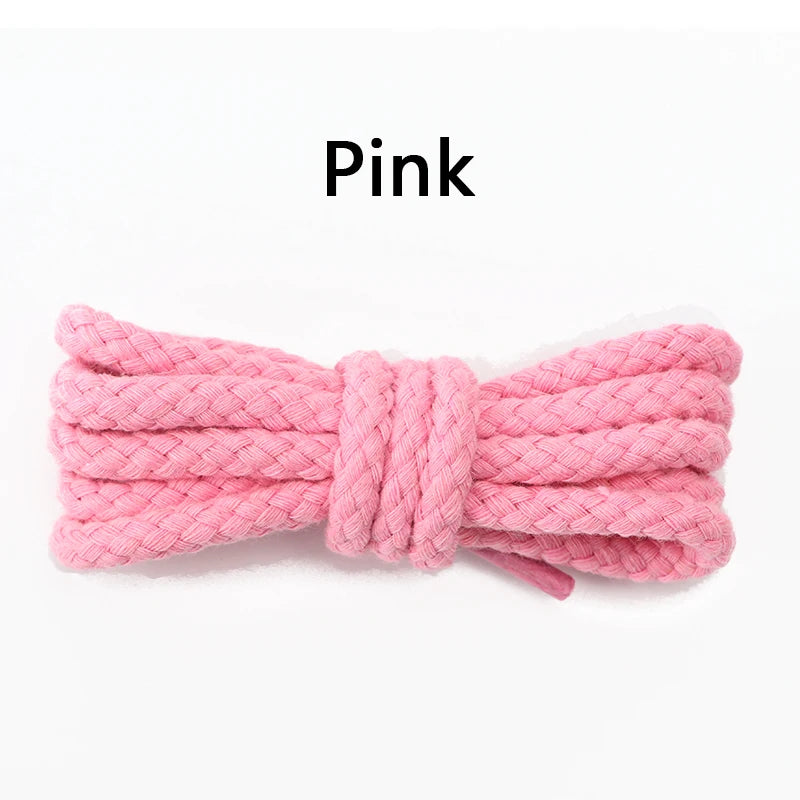 1Pair 8mm Bold Round Shoelaces Quality Linen Cotton Sneakers Shoelace AF1 Shoe laces 100/120/140/160/180CM Shoes Accessories