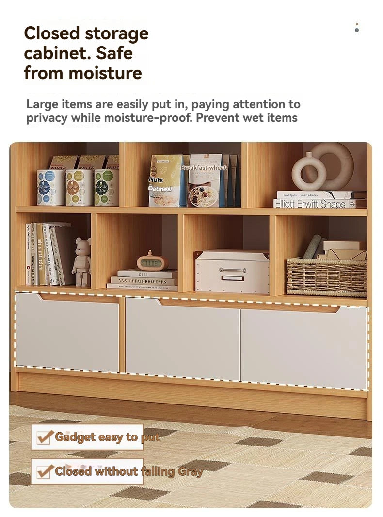 Bookshelf floor to ceiling household multifunctional storage rack living room large capacity multi-layer display cabinet simple