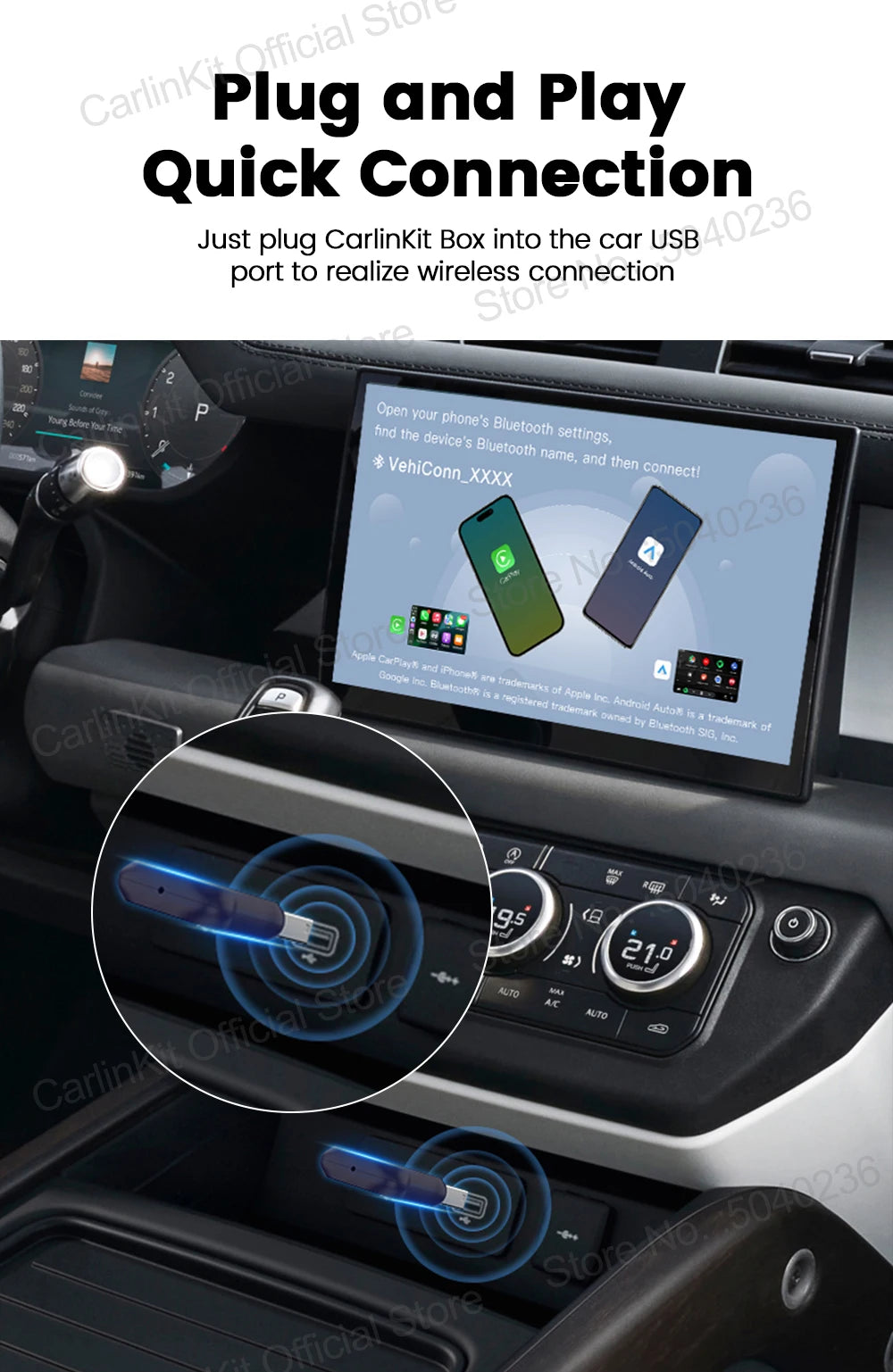 CarlinKit 5.0 Mini Ultra / Pro Wireless CarPlay & Android Auto Adapter For OEM Cars Upgrade WiFi BLE Wireless Auto-connect Phone