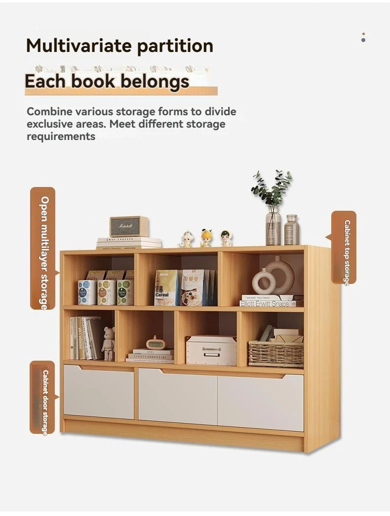 Bookshelf floor to ceiling household multifunctional storage rack living room large capacity multi-layer display cabinet simple