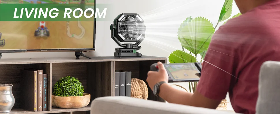 SKYTOO Camping Fan with Dual Motor 20000mAh RechargeableClip Fan with Digital Display with LED Lantern for Camping Outdoor Fan