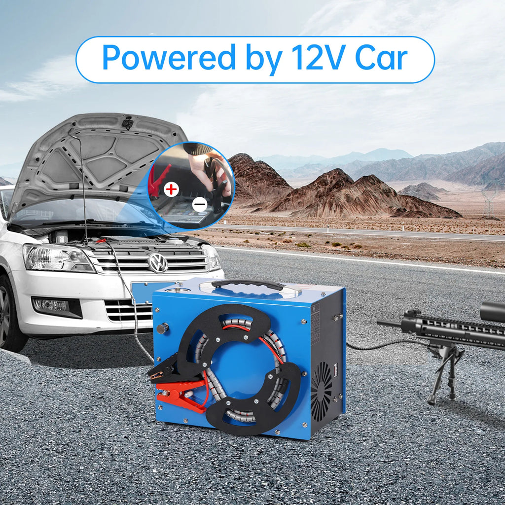 300bar 4500Psi/30Mpa PCP compressor pcp 12v  automatic stop, no oil/water,, 8MM, suitable for paintball/PCP, 220V AC or 12V 5.01