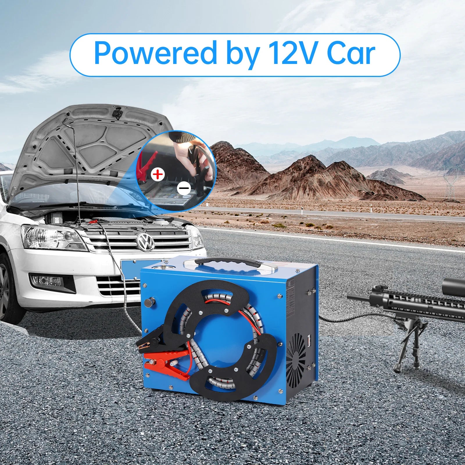 300bar 4500Psi/30Mpa PCP compressor pcp 12v  automatic stop, no oil/water,, 8MM, suitable for paintball/PCP, 220V AC or 12V 5.01
