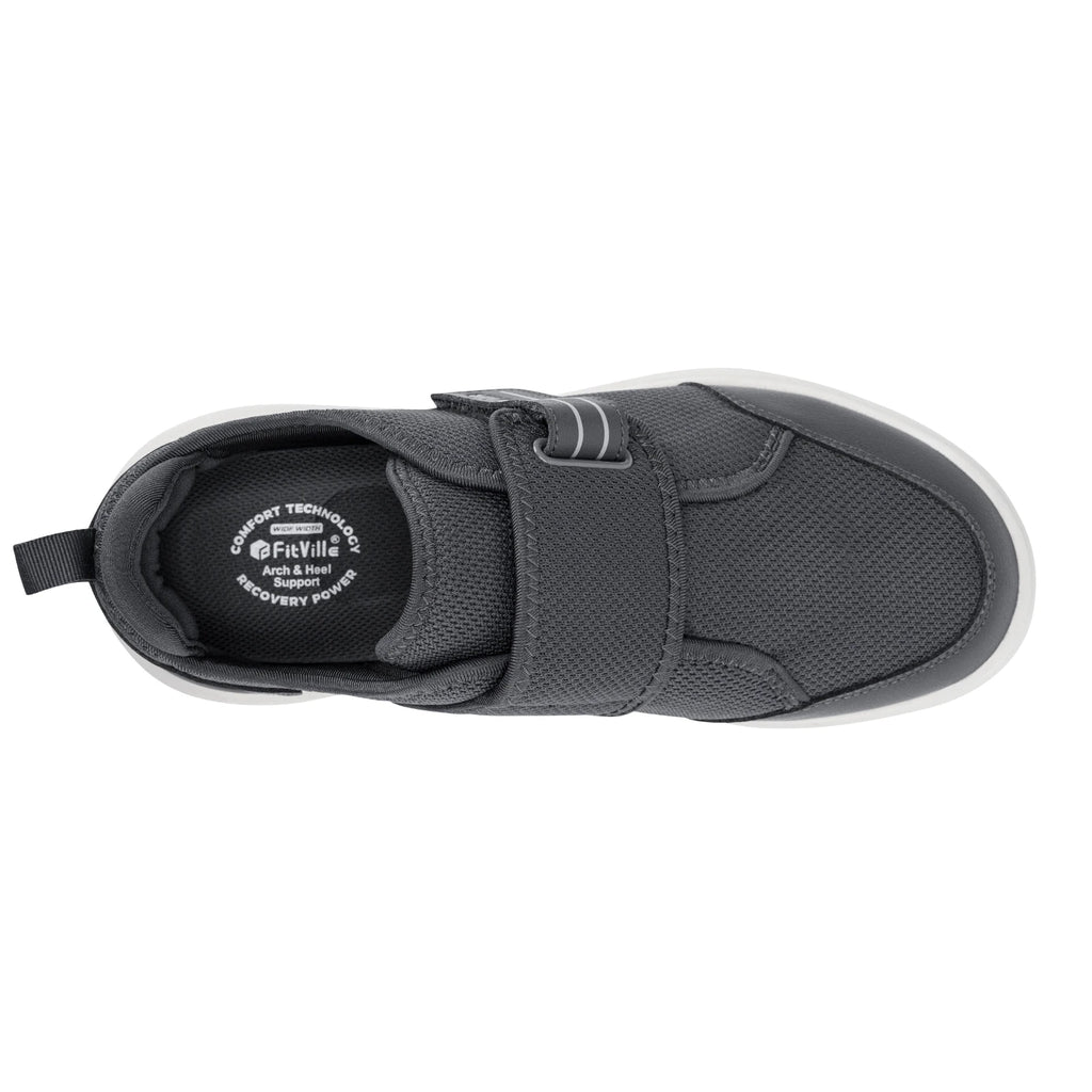 FitVille Diabetic Shoes for Men Extra Wide Hook and Loop Walking Shoes for Elderly for Swollen Feet Foot Pain Relief Neuropathy